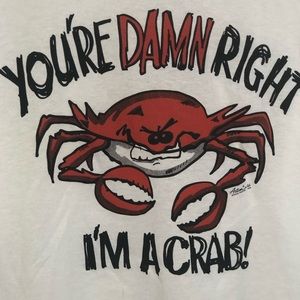 Vintage single stitch 1988 Funny Crab Shirt tshirt